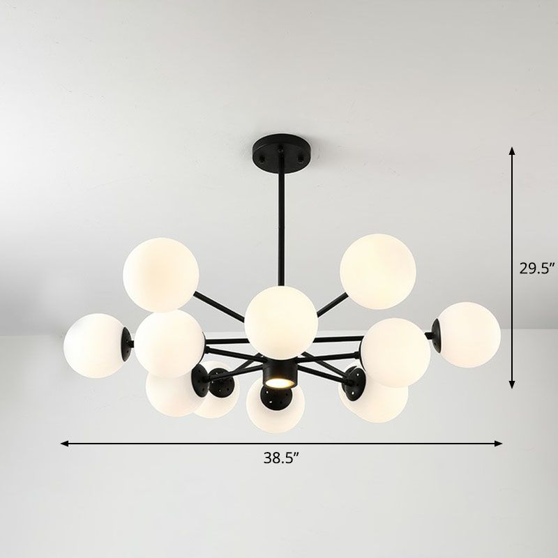 Black Bubbles Chandelier Lighting Nordic Frosted White Glass Suspension Light for Dining Room