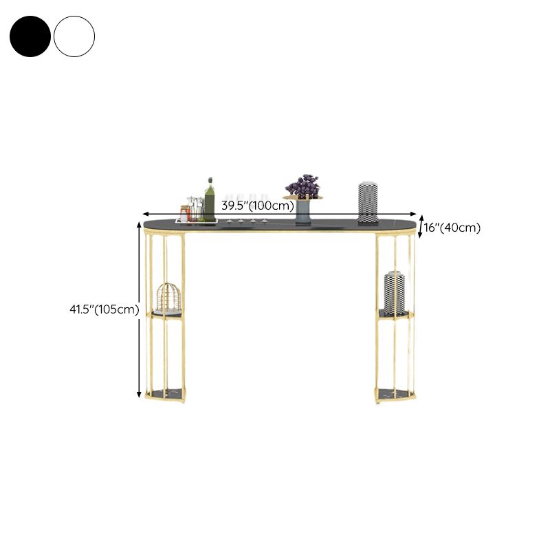 Gold Metal Pub Table Stone Top Industrial Bar Table with Storages