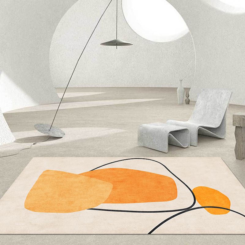 Nordic Color Block Rug Polyester Washable Carpet with Anti-Slip Backing Rug