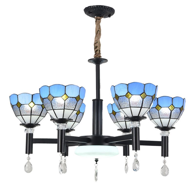 Lampadario in vetro colorato artigianale ombreggiato in stile mediterraneo lampada per lobby