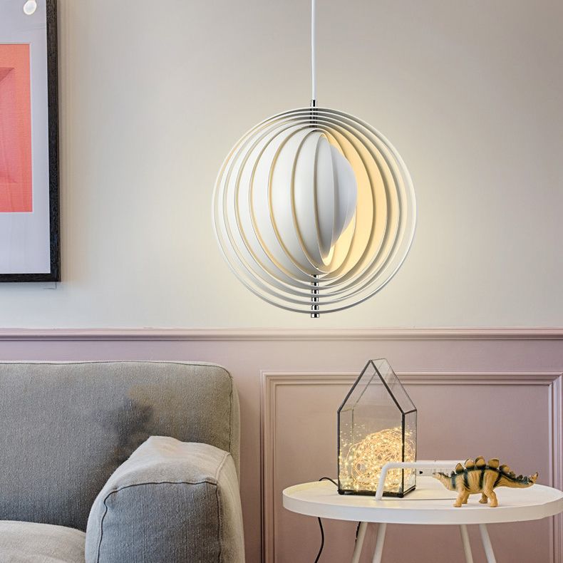 Modern Style Hanging Lamp Creative Metal Pendant Light in White for Corridor Bedroom