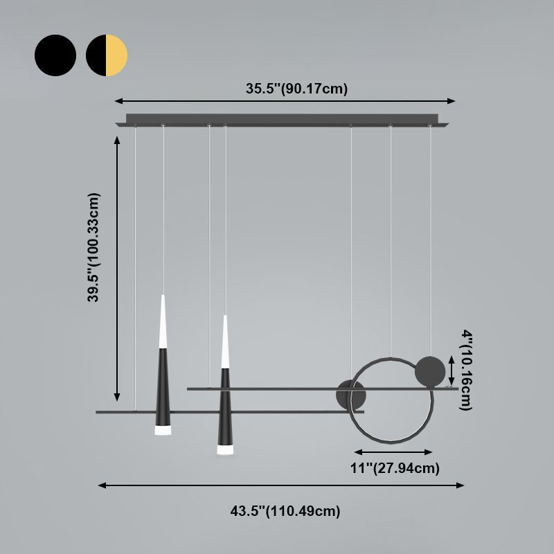 5 Light Linear Island Lighting Contemporary Metal Island Pendant Lights