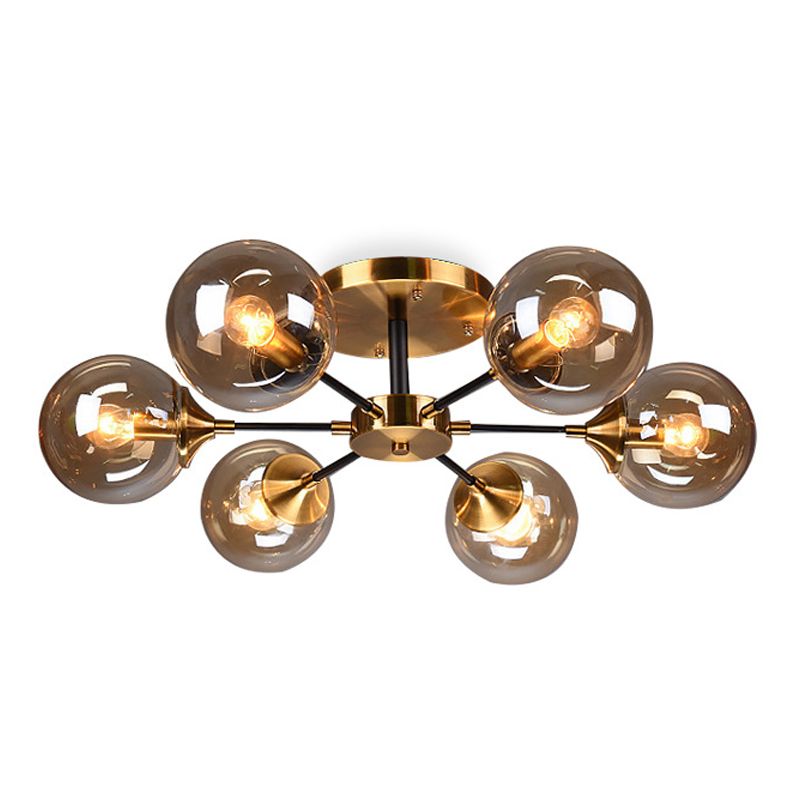 Contemporánea Sphere Flush Light Light Light Lámparas de montaje de vidrio en oro