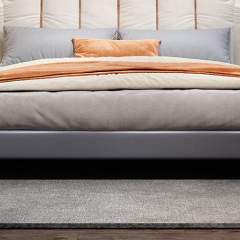 Contemporary Upholstered Bed with Headboard Faux Leather Bed