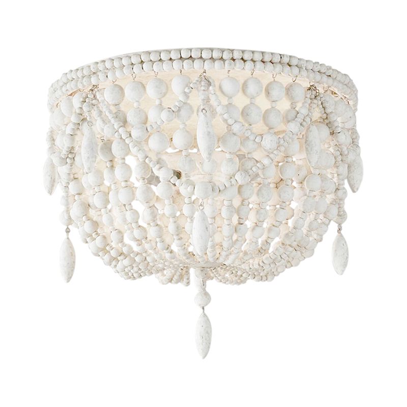 Wood Bowl Flush Mount Lighting Classic Corridor Close to Ceiling Light in White