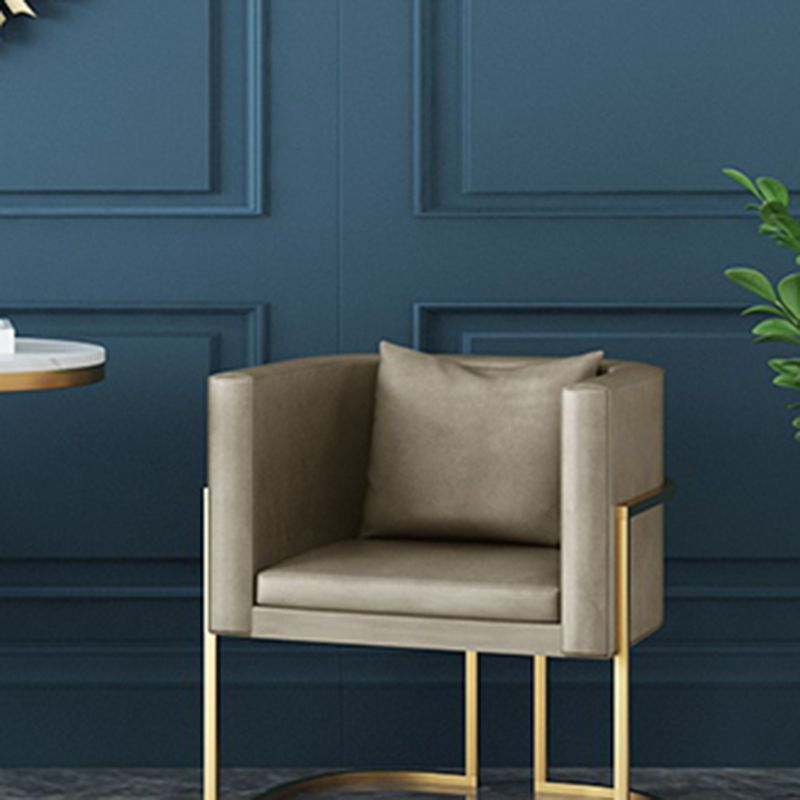 Modern Parsons Arm Chair Velvet Gold Base Dining Chair for Dining Room