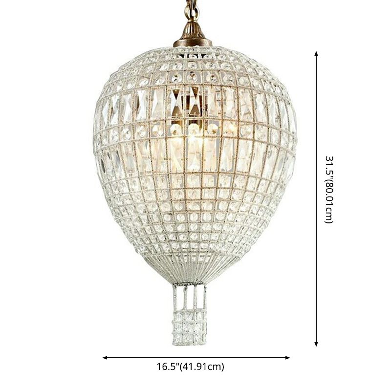 Crystal Balloon Suspension Pendant Light Modern 1-Light Bronze Chandelier for Living Room