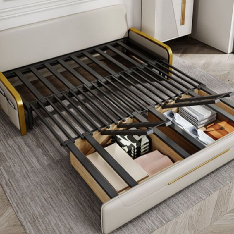 Faux leather Sleeper Sofa Creamy-white Sofa Bed with Upholstered, 31.49" Wide