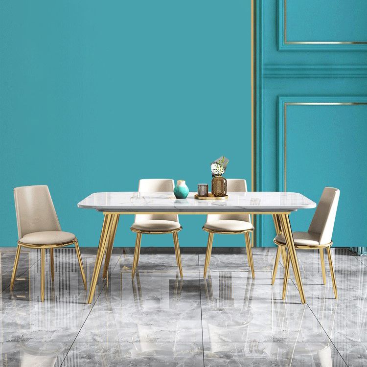 Fixed Sintered Stone Dining Room Set with Metallic 4 Legs Table Dining Room Furniture for Home Use