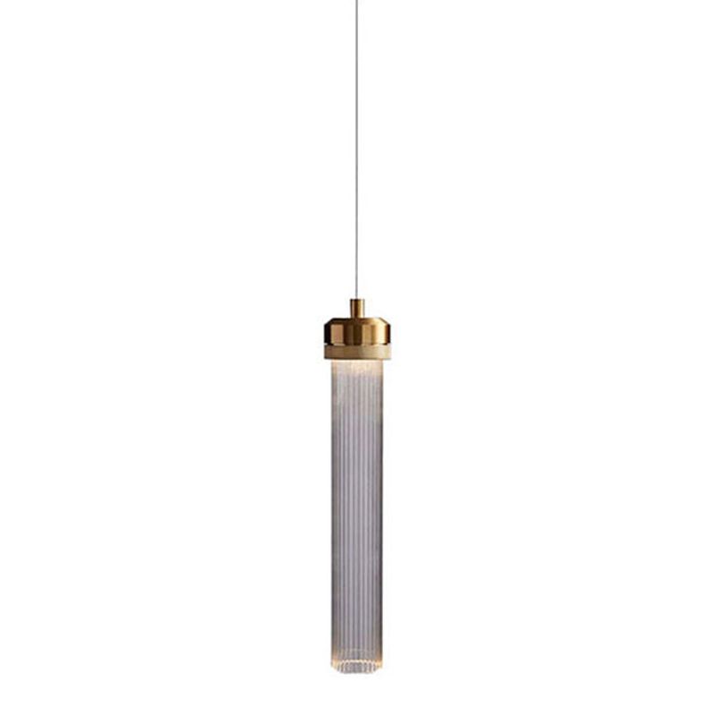 Contemporary Glass Hanging Light 1-Light Cylinder Suspension Pendant for Bedroom