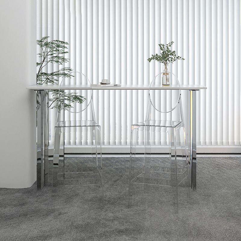 Contemporary Sintered Stone Acrylic Base Bar Table for Kitchen Dining Room