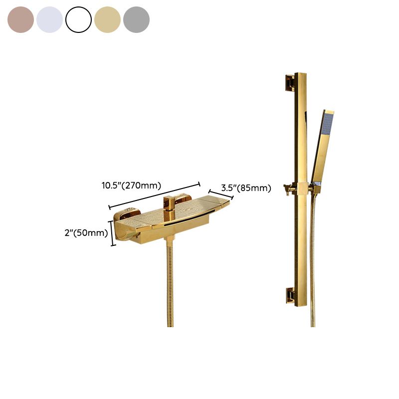 Modern Bathroom Faucet Copper Wall Mount Waterfall with Handheld Shower Tub Spouts