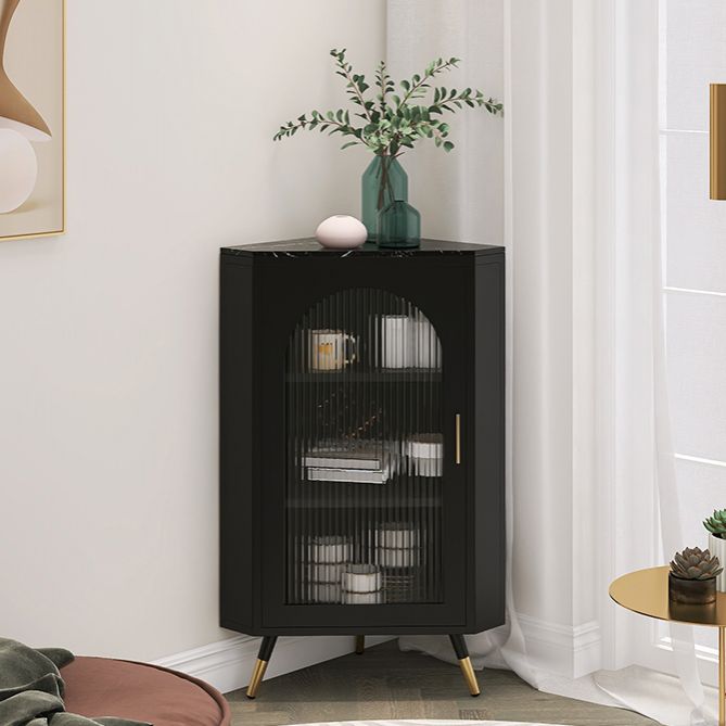 Modern Iron Stone Buffet Sideboard 40"H Dining Room Buffet Server with Glass Door