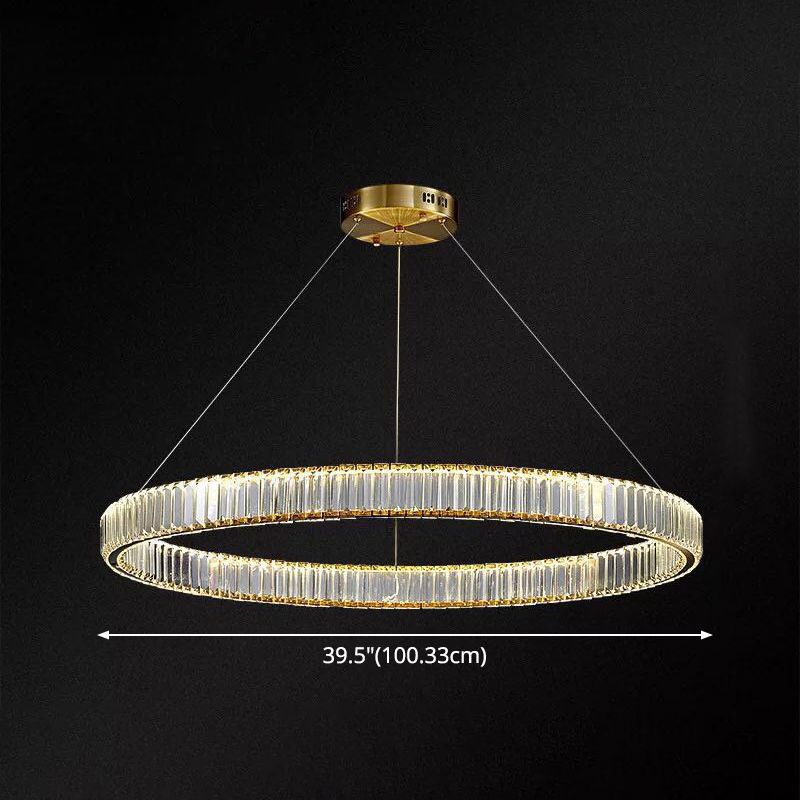Ultra-modern Ring LED Chandelier Lamp Crystal Suspension Pendant Light for Living Room