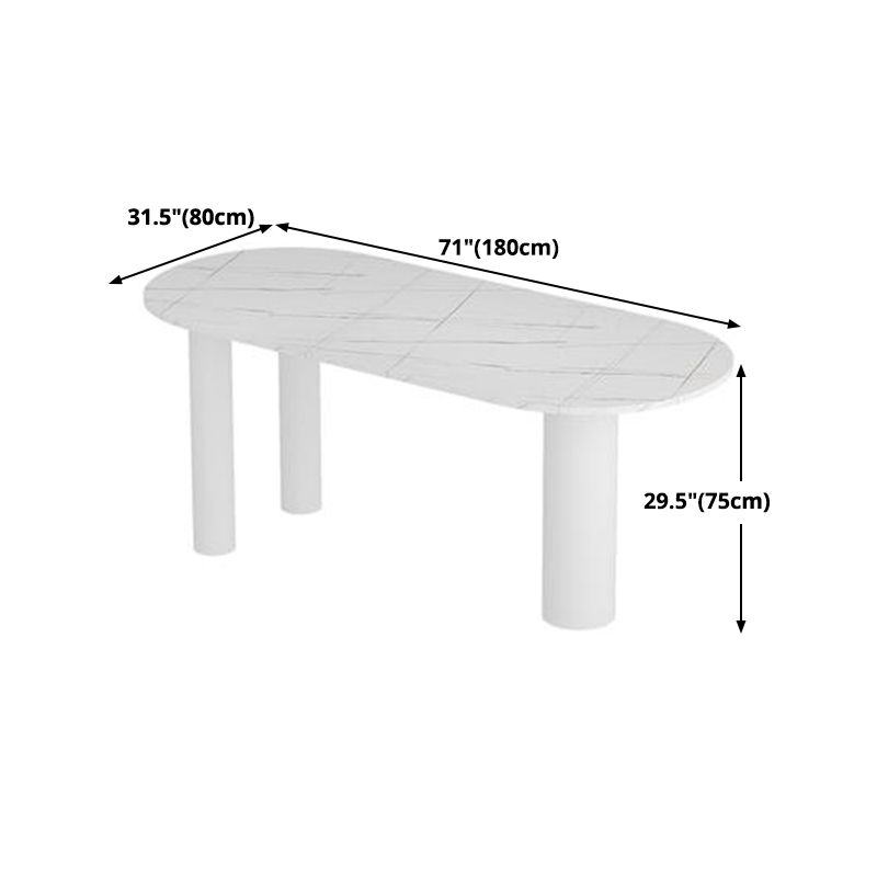 Mesa de comedor blanca contemporánea de metal mesa de piedra sinterizada para comedor