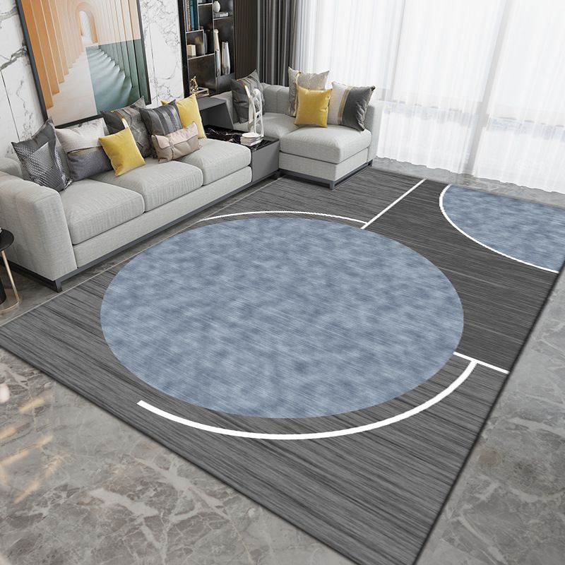 Grey Modern Rug Polyester Circle Rug Washable Rug for Drawing Room