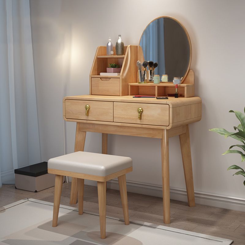 Scandinavian Solid Wood Makeup Counter 3 Drawer Vanity Dressing Table