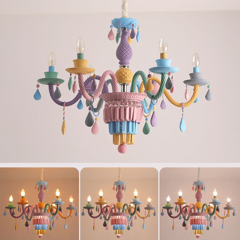 Multi Head Macron Candle Chandelier Glass Chandelier Lighting Fixtures for Bedroom