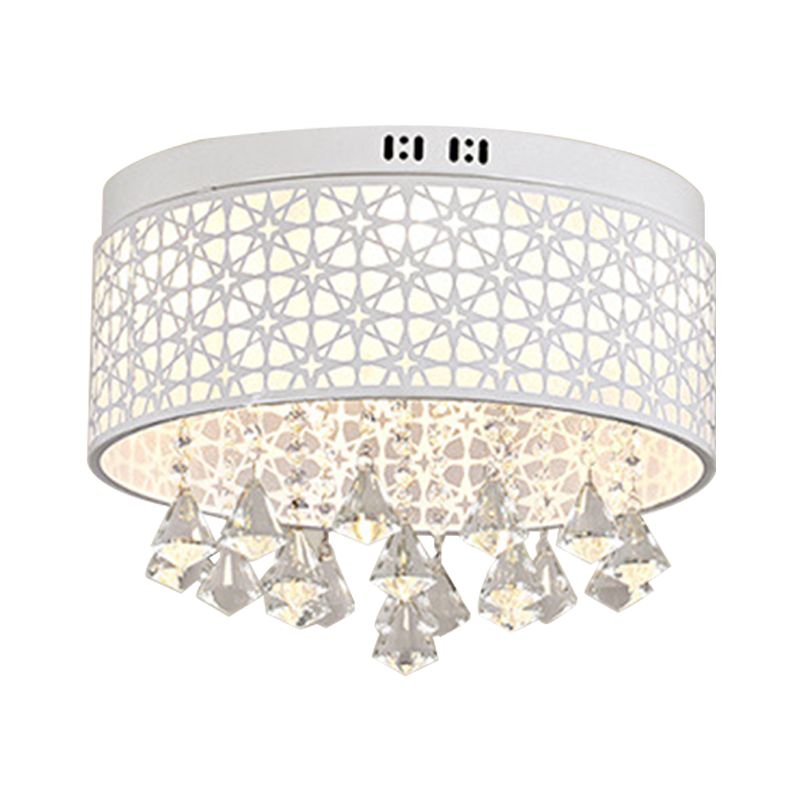 16"/19.5"/23.5" W White Angel/Crystal Bead Flush Mount Fixture Simple Metal LED Bedroom Flush Light