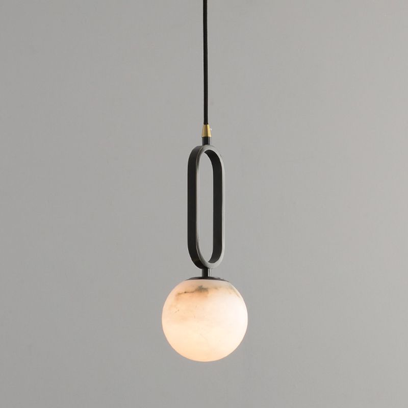 Marble Spherical Shape Hanging Lights Modern Style 1 Head Hanging Mount for Restaurant