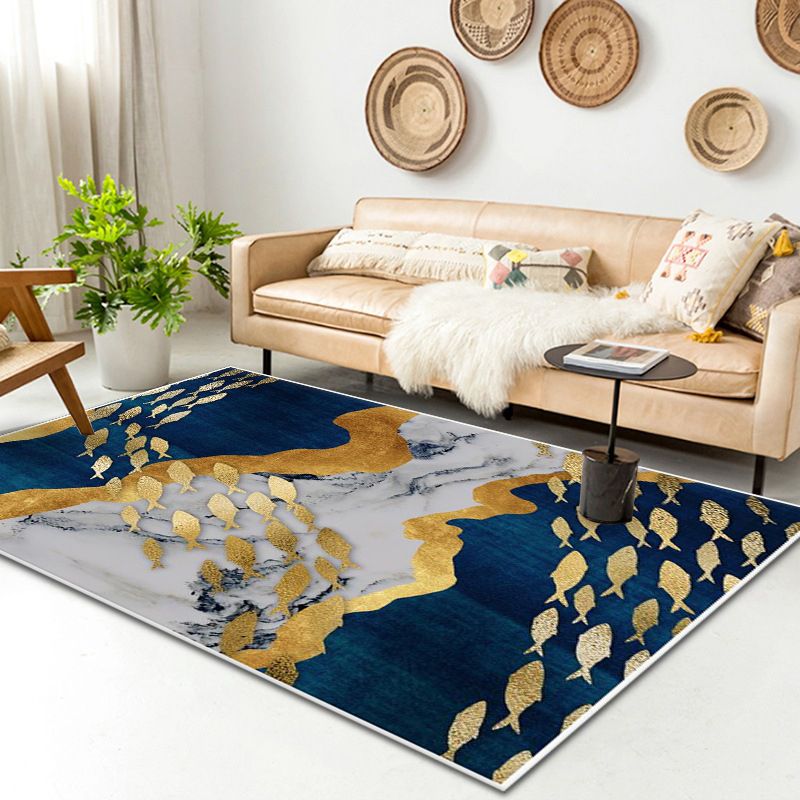 Luxury Gold Rug Polyester Graphic Indoor Rug Washable Rug for Drawing Room