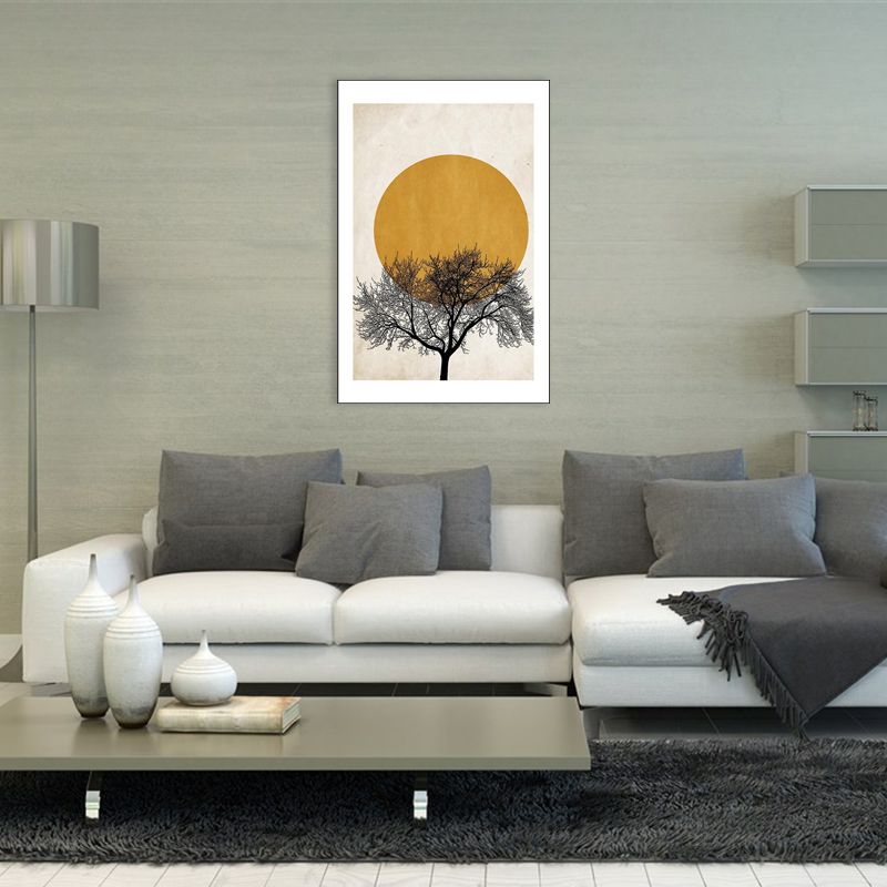 Kids Style Full Moon Painting Children Bedroom Wall Art in Yellow, Multiple Sizes