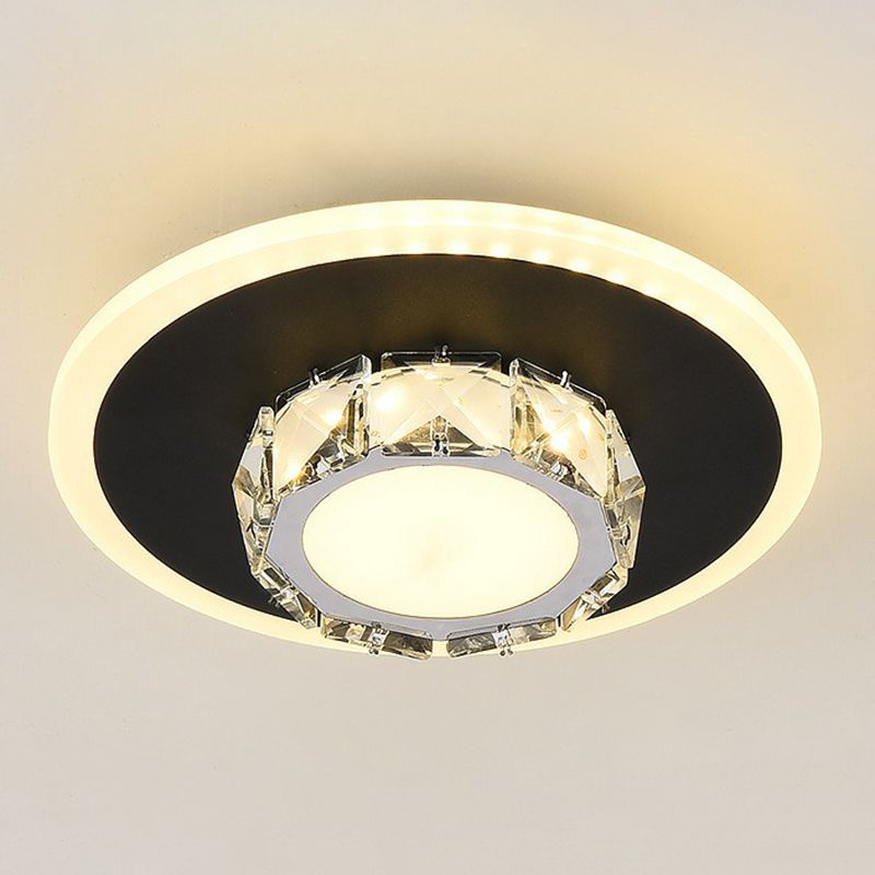 Plafonnier encastré de forme géométrique contemporaine, luminaire LED pour couloir en cristal
