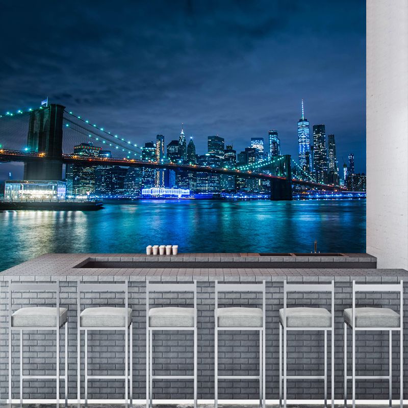 Cityscapes Mural Wallpaper Stain Resistant Wall Covering for Meeting Room Decoration