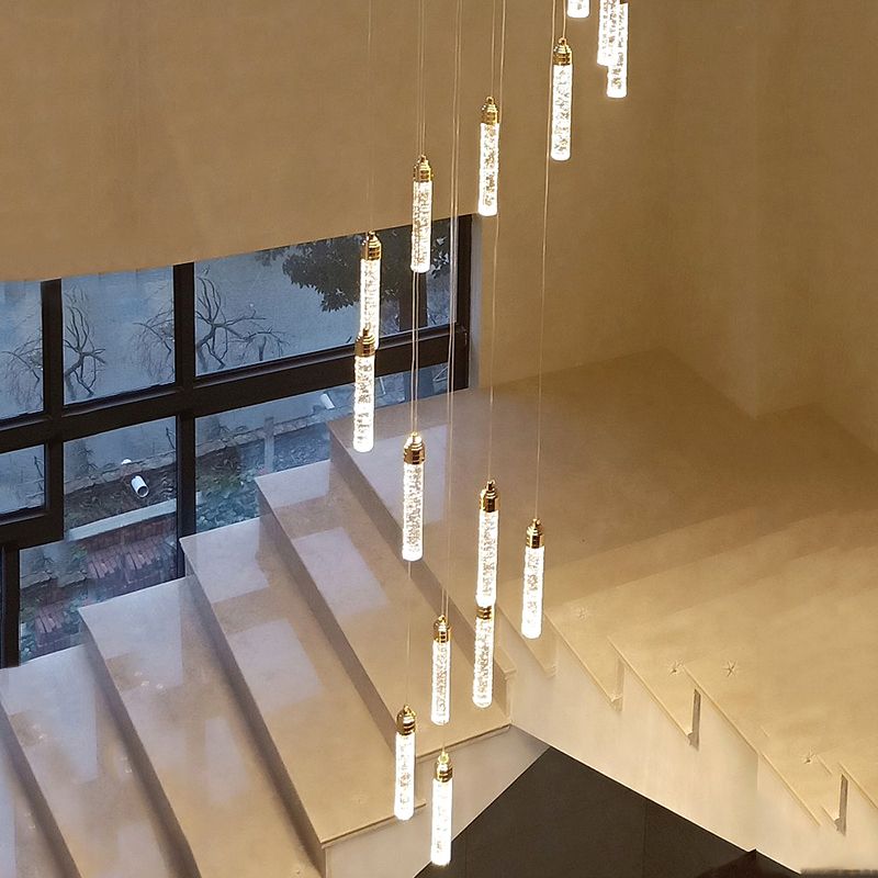 Column Hanging Light Fixtures Post-Modern Crystal Ceiling Pendant for Living Room