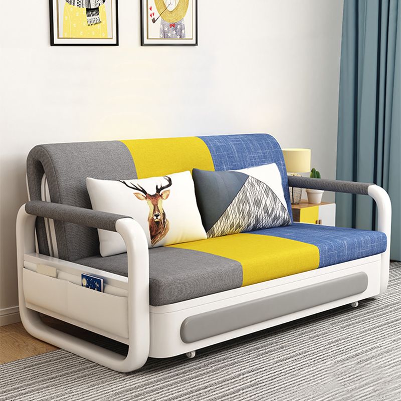 Linen Sofa Bed 35.43" Wide Square Arm Sleeper Sofa with Upholstered