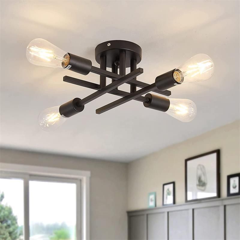 Sputnik Design slaapkamer semi-inbouw vintage metalen multi-licht plafondinbouw in zwart
