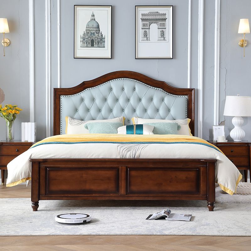 Brown Traditional Panel Bed with Storage Upholstered Headboard Bed, 59.05" High
