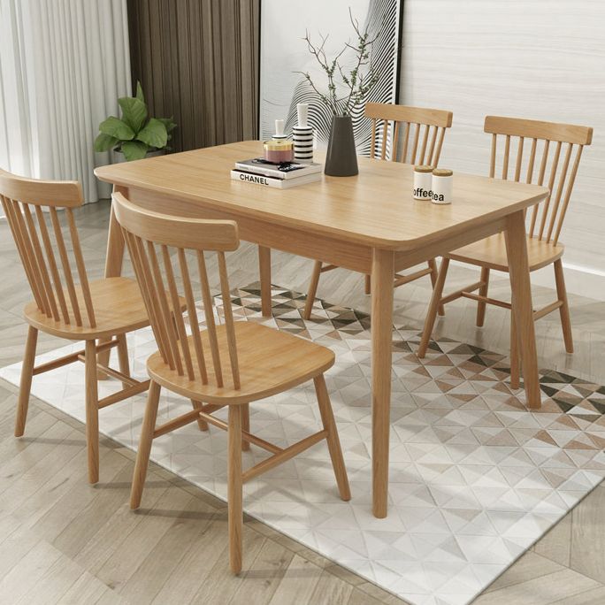 Modern Rectangle Solid Wood Table Standard Height Dining Table with 4 Legs