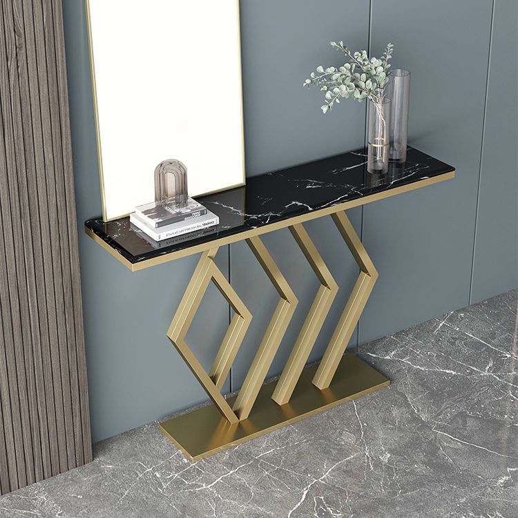 Contemporary Marble Console Sofa Table Rectangle Iron End Table for Hall