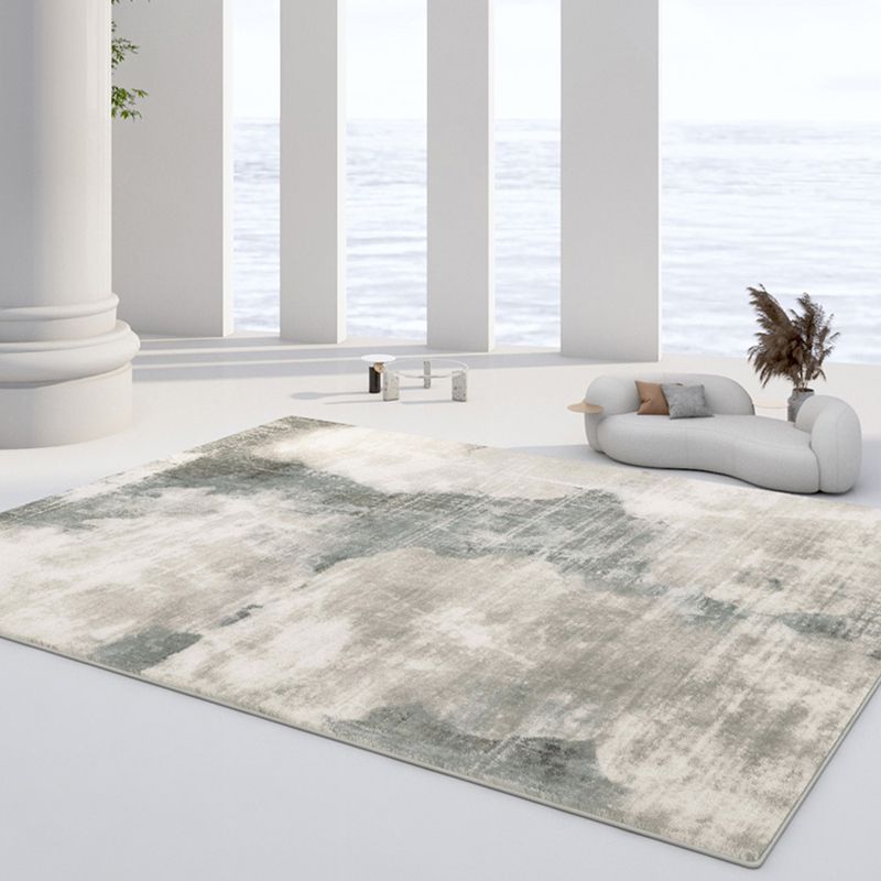 White Tone Minimalist Area Carpet Polyester Mottled Effect Indoor Rug Easy Care Rug for Living Room