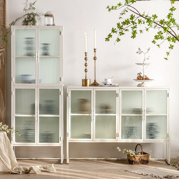 Modern Curio Cabinet Metal Glass Doors Buffet Cabinet for Dining Room