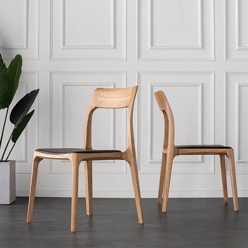 Industrial Design Open Back Dining Side Chair for Home Wood Legs Armless Side Chairs