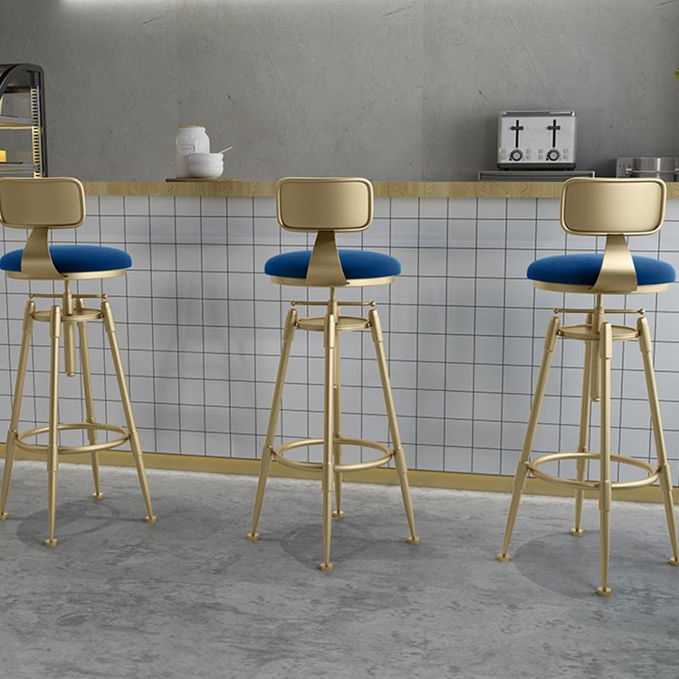 Glam Rotatable Liftable Counter Stool Iron Cafe Bar Stool with Cushion and Pedal