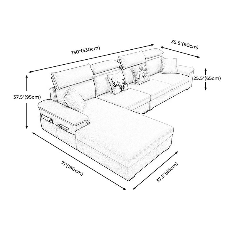 Contemporary 4-seater Sectional Scratch-Resistant Sofa with Storage