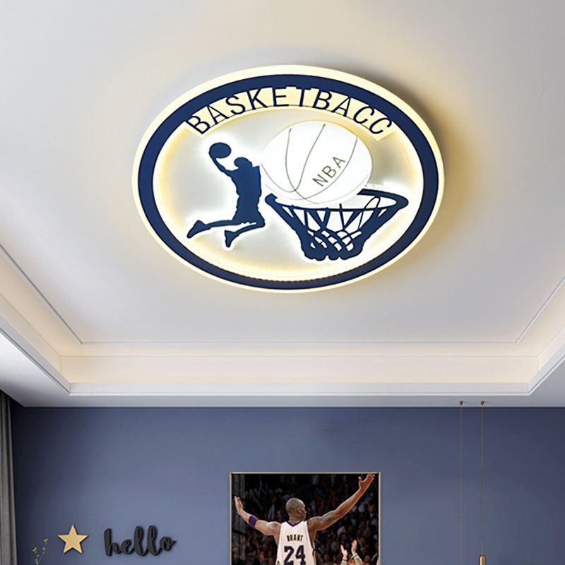 Basketball Shot Plafonnier Enfants Orange/Blanc Verre Enfants Chambre LED Plafonnier
