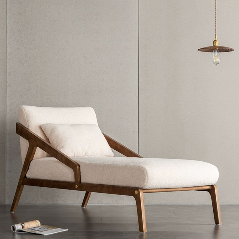 Scandinavian Upholstered Chaise Lounge Couch Two Arm Chaise Lounge Chair in Beige