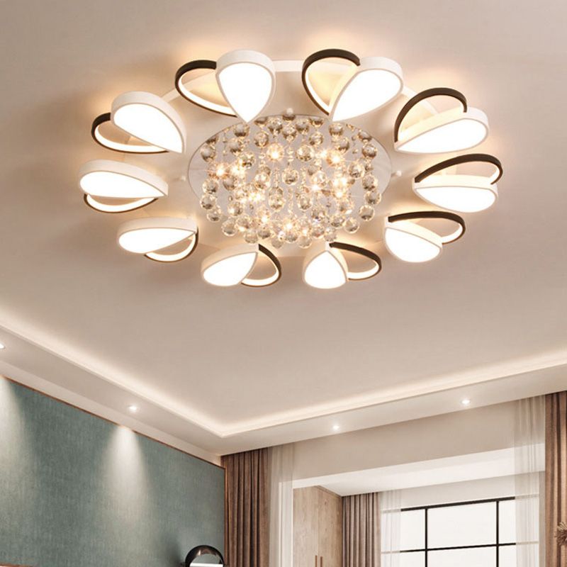 Crystal Flush Mount Light LED Contemporary Ceiling Lamp for Dining Room