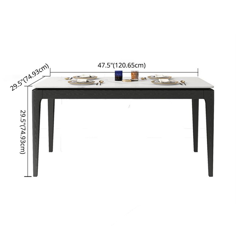 Modern White & Black Sintered Stone Dining Set Rectangle Shape Standard Dining Set for Kitchen