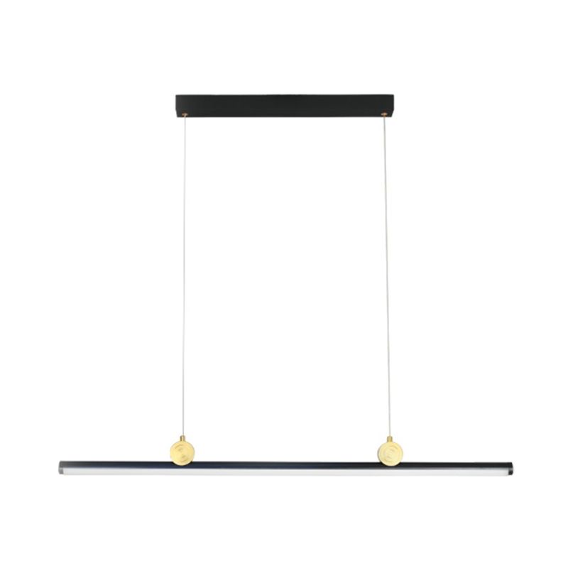 Black Aluminum Island Lamp Modern Linear Restaurant Pendant Light with Acrylic Shade