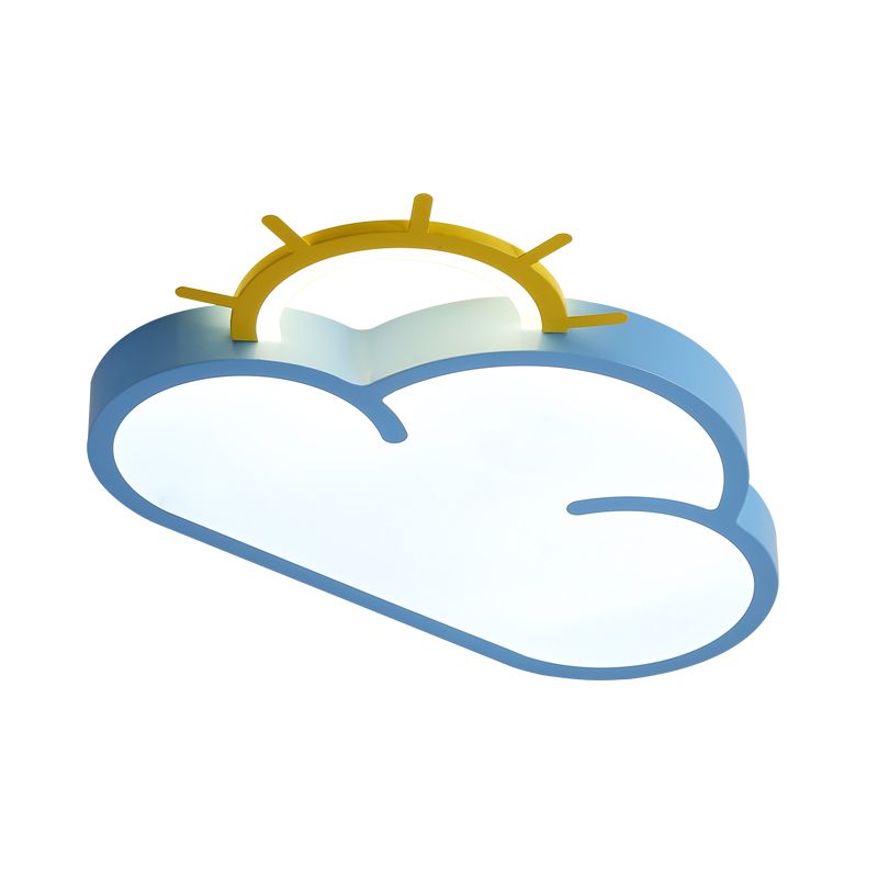 Cloud Shade Children Room Flush Mount Fixture Acrylic LED Cartoon Style Blue/Pink Ceiling Light in Warm/White Light