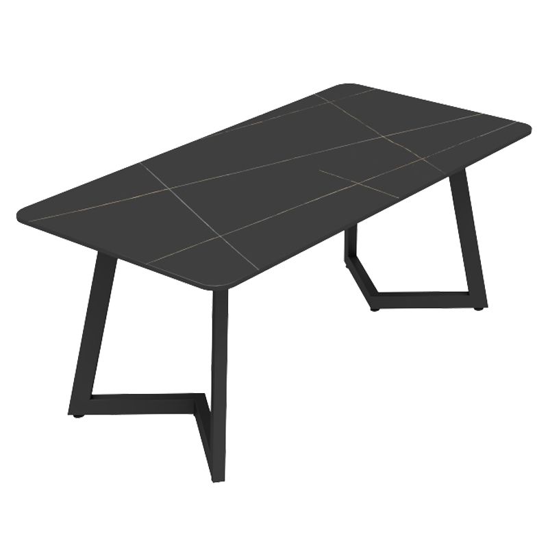 Industrial Style Sintered Stone Dinner Room Kitchen Table Black Sled Base Table for Dinning Room