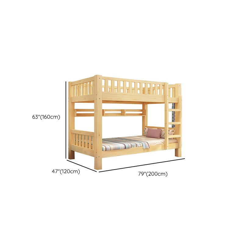 Solid Wood Bunk Bed Contemporary Rubberwood Bed with Headboard