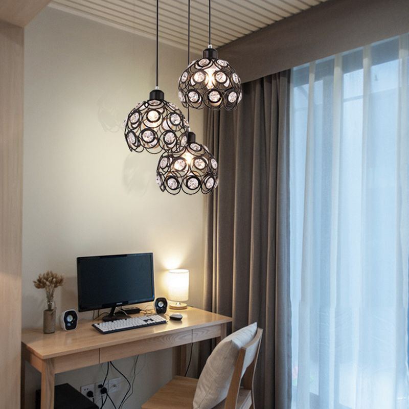 7 "ancho de estilo contemporáneo Mini lámpara colgante marco de metal con accesorios de iluminación con cuentas de cristal luces colgantes