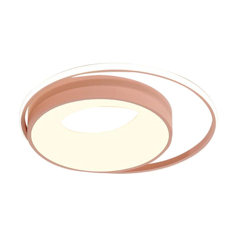 Lámpara de techo empotrada acrílica redonda moderna Led blanca/rosa/azul con luz cálida/blanca/neutra, 16 "/19,5" de ancho