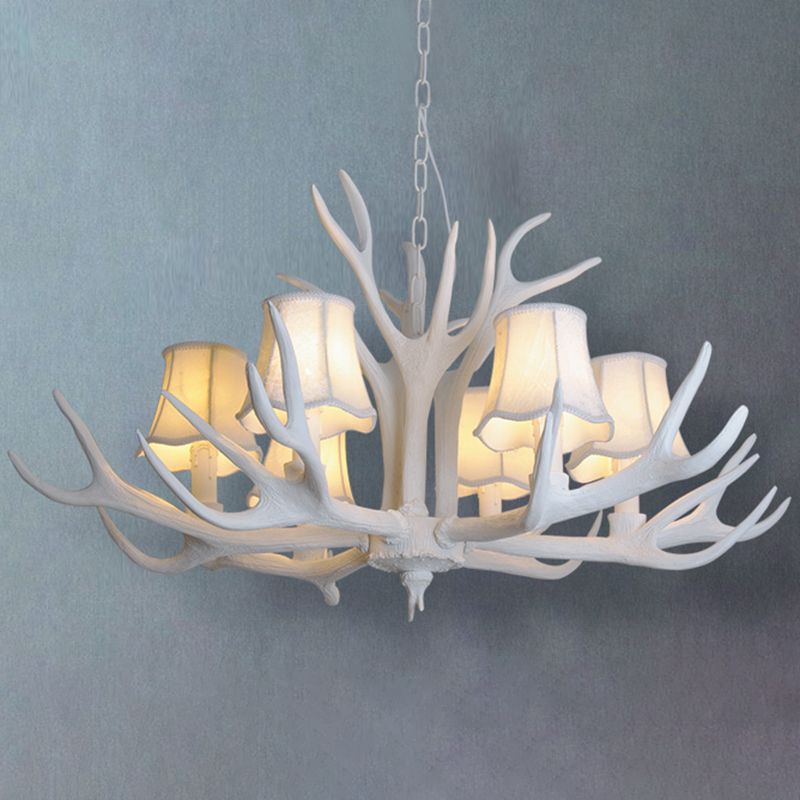 Classic Deer Horn Chandelier Pendant Light Resin Hanging Lighting for Living Room